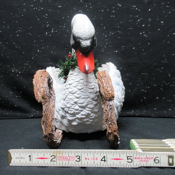 Christmas/Holiday Winter Decorative Swan Sleigh Planter - Picture 6 of 8